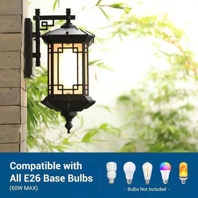 Alt view image 5 of 7 - Exterior Waterproof Outdoor Wall Lights 17.3" Aluminum Porch Sconces Industrial Anti-Rust Matte Black Outside Lantern for Entryway Garage Patio