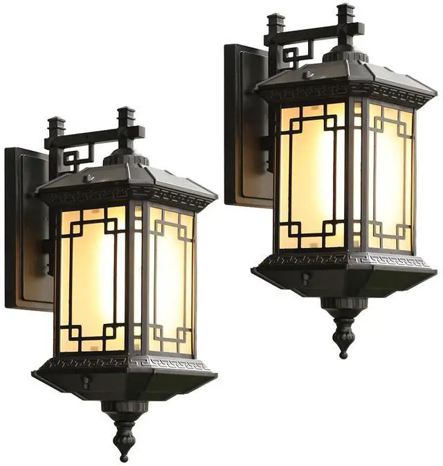 Main image of Exterior Waterproof Outdoor Wall Lights 17.3" Aluminum Porch Sconces Industrial Anti-Rust Matte Black Outside Lantern for Entryway Garage Patio