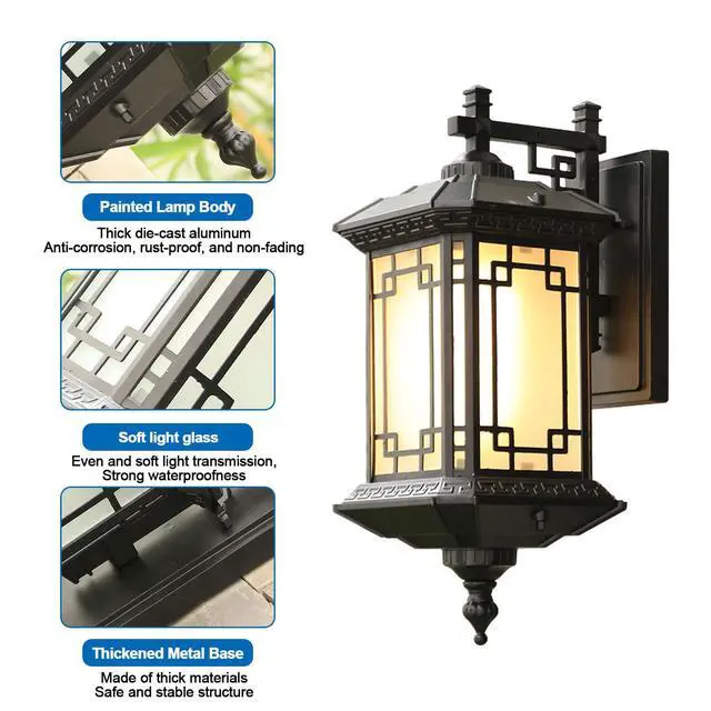 Alt view image 6 of 7 - Exterior Waterproof Outdoor Wall Lights 17.3" Aluminum Porch Sconces Industrial Anti-Rust Matte Black Outside Lantern for Entryway Garage Patio