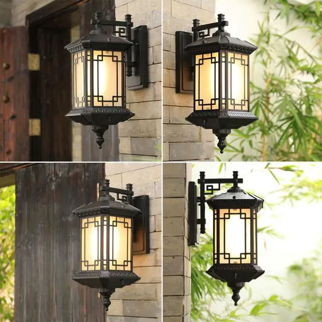 Alt view image 4 of 7 - Exterior Waterproof Outdoor Wall Lights 17.3" Aluminum Porch Sconces Industrial Anti-Rust Matte Black Outside Lantern for Entryway Garage Patio