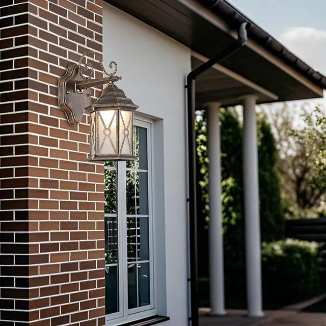 Alt view image 6 of 7 - Exterior Wall Sconce IP54 Waterproof Outdoor Wall Lantern Porch Light with Glass Shade & E26 Socket Aluminum Anti-Rust Outdoor Light Fixture for Garage Backyard