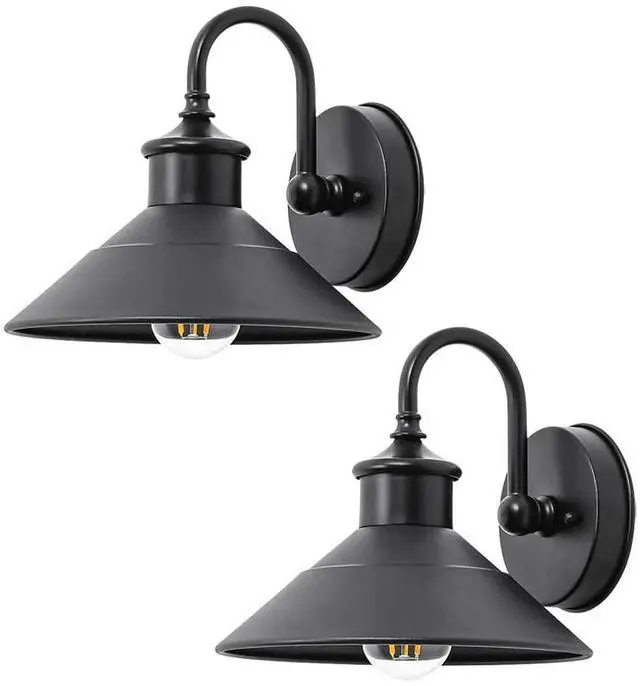 Main image of Outdoor Barn Light Farmhouse Vintage Gooseneck Wall Sconce Exterior Waterproof Porch Wall Light Fixtures 9.44 Inch Wall Mount Outdoor Wall Lamp. Black, E26/E27 Base