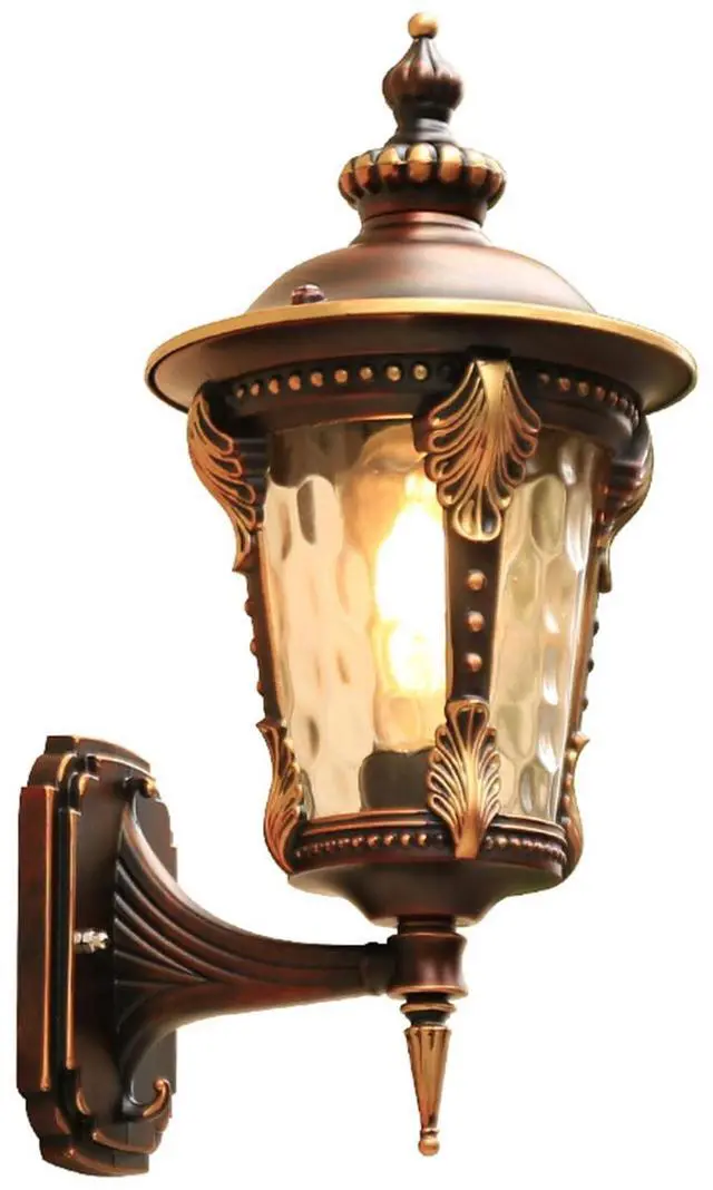 Main image of Outdoor Wall Lights 14.5" Aluminum Exterior Wall Sconce with Water-Patterned Glass European Retro Waterproof Outdoor Lighting Fixtures for Porch Patio Garage Courtyard Hallway Doorway