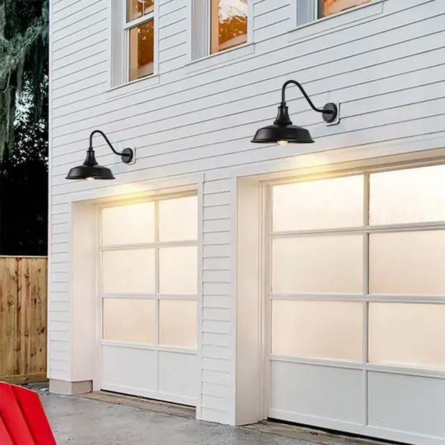 Alt view image 3 of 7 - Farmhouse Outdoor Barn Light Black Gooseneck Waterproof Wall Sconce Wall Mount Retro Porch Lights Outdoor E26 22 Inch Gooseneck Light Fixture for Garage Patio Doorway