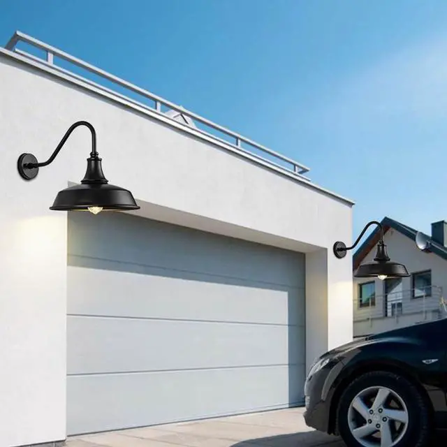 Alt view image 5 of 7 - Farmhouse Outdoor Barn Light Black Gooseneck Waterproof Wall Sconce Wall Mount Retro Porch Lights Outdoor E26 22 Inch Gooseneck Light Fixture for Garage Patio Doorway