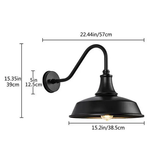 Alt view image 7 of 7 - Farmhouse Outdoor Barn Light Black Gooseneck Waterproof Wall Sconce Wall Mount Retro Porch Lights Outdoor E26 22 Inch Gooseneck Light Fixture for Garage Patio Doorway