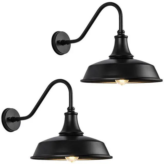 Main image of Farmhouse Outdoor Barn Light Black Gooseneck Waterproof Wall Sconce Wall Mount Retro Porch Lights Outdoor E26 22 Inch Gooseneck Light Fixture for Garage Patio Doorway
