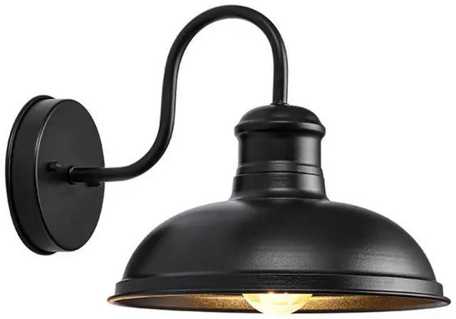Main image of Outdoor Wall Sconce Wall Mount Exterior Gooseneck Barn Light 10 Inch Black Waterproof Wall Light Fixtures Vintage Farmhouse Light Fixture for Porch Garage Patio Doorway