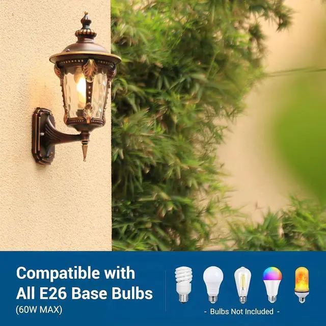 Alt view image 5 of 7 - Outdoor Wall Lights 14.5" Aluminum Exterior Wall Sconce with Water-Patterned Glass European Retro Waterproof Outdoor Lighting Fixtures for Porch Patio Garage Courtyard Hallway Doorway