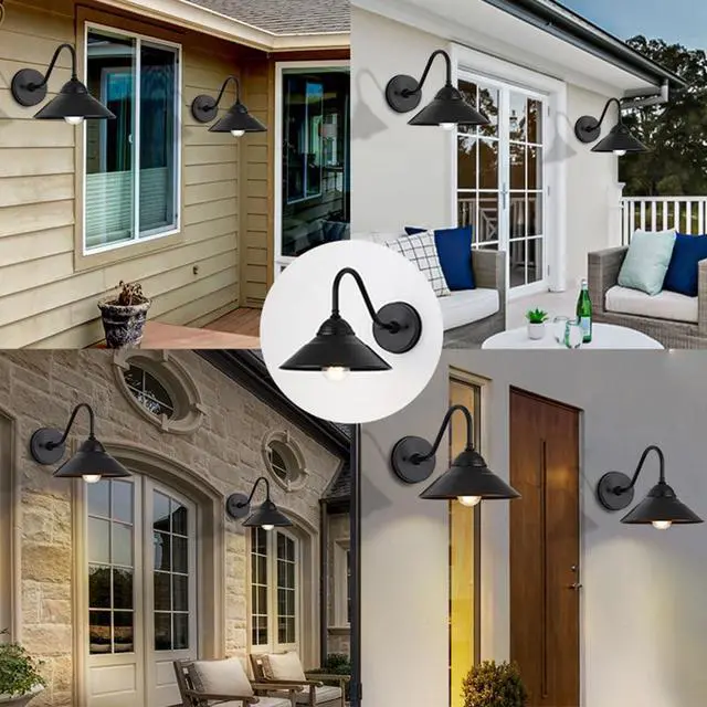 Alt view image 5 of 7 - Industry Vintage Outdoor Wall Sconce 15.7 Inch Exterior Porch Wall Light Fixtures IP54 Waterproof Gooseneck Barn Light Farmhouse Wall Mount Light Fixture Outdoor