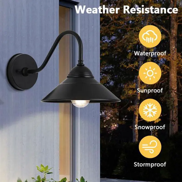 Alt view image 2 of 7 - Industry Vintage Outdoor Wall Sconce 15.7 Inch Exterior Porch Wall Light Fixtures IP54 Waterproof Gooseneck Barn Light Farmhouse Wall Mount Light Fixture Outdoor