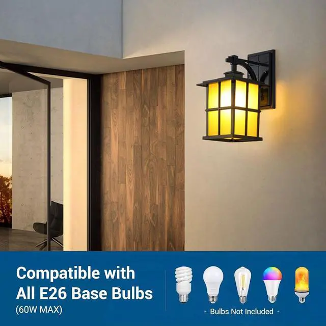 Alt view image 4 of 7 - 12.5Vintage Outdoor Wall Light Fixture Anti-Rust Aluminum Patio Wall Lanterns IP65 Waterproof Wall Mount Exterior Sconces for House Patio Outside Deck Garage Yard Front Door