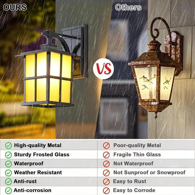 Alt view image 3 of 7 - 12.5Vintage Outdoor Wall Light Fixture Anti-Rust Aluminum Patio Wall Lanterns IP65 Waterproof Wall Mount Exterior Sconces for House Patio Outside Deck Garage Yard Front Door