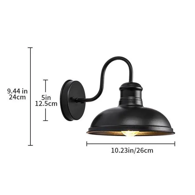 Alt view image 7 of 7 - Outdoor Wall Sconce Wall Mount Exterior Gooseneck Barn Light 10 Inch Black Waterproof Wall Light Fixtures Vintage Farmhouse Light Fixture for Porch Garage Patio Doorway