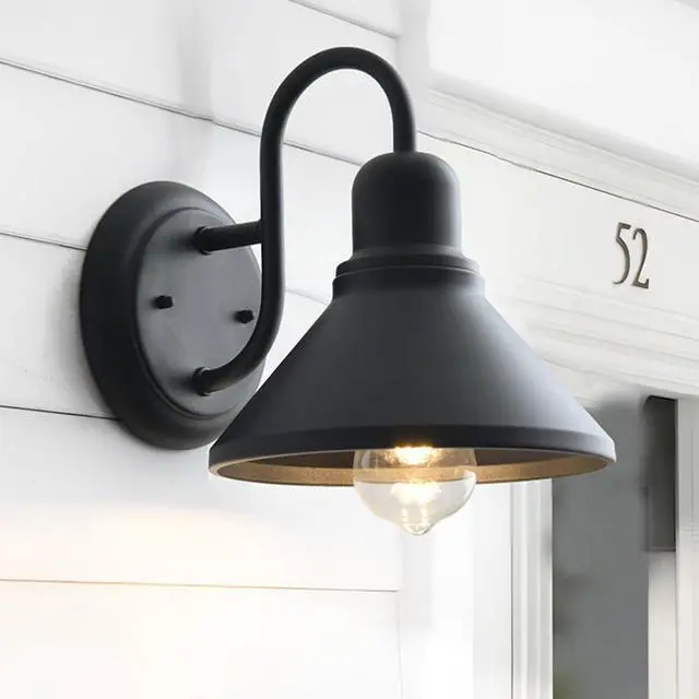 Alt view image 2 of 7 - Outdoor Wall Sconce 8.2 Inch Vintage Gooseneck Barn Light Anti-Rust Waterproof Iron Porch Wall Lights Farmhouse Wall Mount Exterior Light Fixture for Garage Patio Doorway