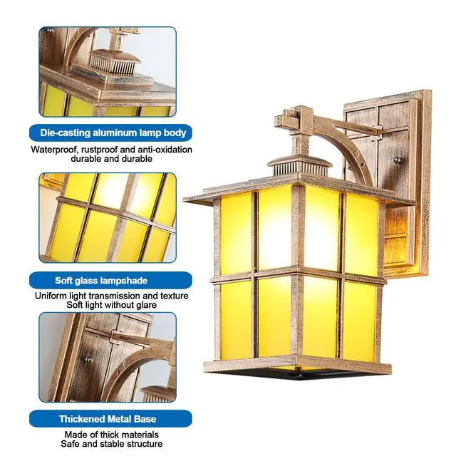 Alt view image 6 of 7 - 12.5Vintage Outdoor Wall Light Fixture Anti-Rust Aluminum Patio Wall Lanterns IP65 Waterproof Wall Mount Exterior Sconces for House Patio Outside Deck Garage Yard Front Door