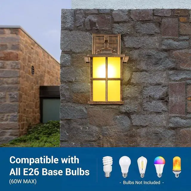 Alt view image 4 of 7 - 12.5Vintage Outdoor Wall Light Fixture Anti-Rust Aluminum Patio Wall Lanterns IP65 Waterproof Wall Mount Exterior Sconces for House Patio Outside Deck Garage Yard Front Door