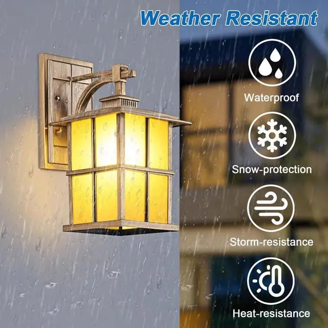 Alt view image 2 of 7 - 12.5Vintage Outdoor Wall Light Fixture Anti-Rust Aluminum Patio Wall Lanterns IP65 Waterproof Wall Mount Exterior Sconces for House Patio Outside Deck Garage Yard Front Door