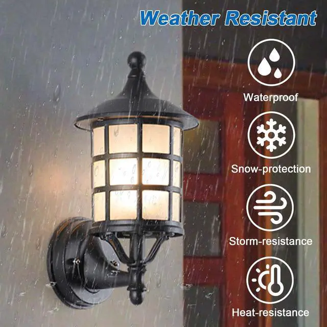 Alt view image 2 of 7 - IP65 Waterproof Outdoor Wall Lights Aluminum Vintage Exterior Wall Sconces with Soft Light Glass Shade Matte Black Outdoor Light Fixtures for House Garage Patio Front Door Balcony