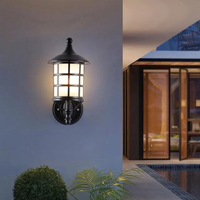 Alt view image 3 of 7 - IP65 Waterproof Outdoor Wall Lights Aluminum Vintage Exterior Wall Sconces with Soft Light Glass Shade Matte Black Outdoor Light Fixtures for House Garage Patio Front Door Balcony