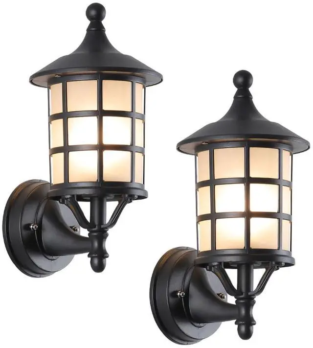 Main image of IP65 Waterproof Outdoor Wall Lights Aluminum Vintage Exterior Wall Sconces with Soft Light Glass Shade Matte Black Outdoor Light Fixtures for House Garage Patio Front Door Balcony