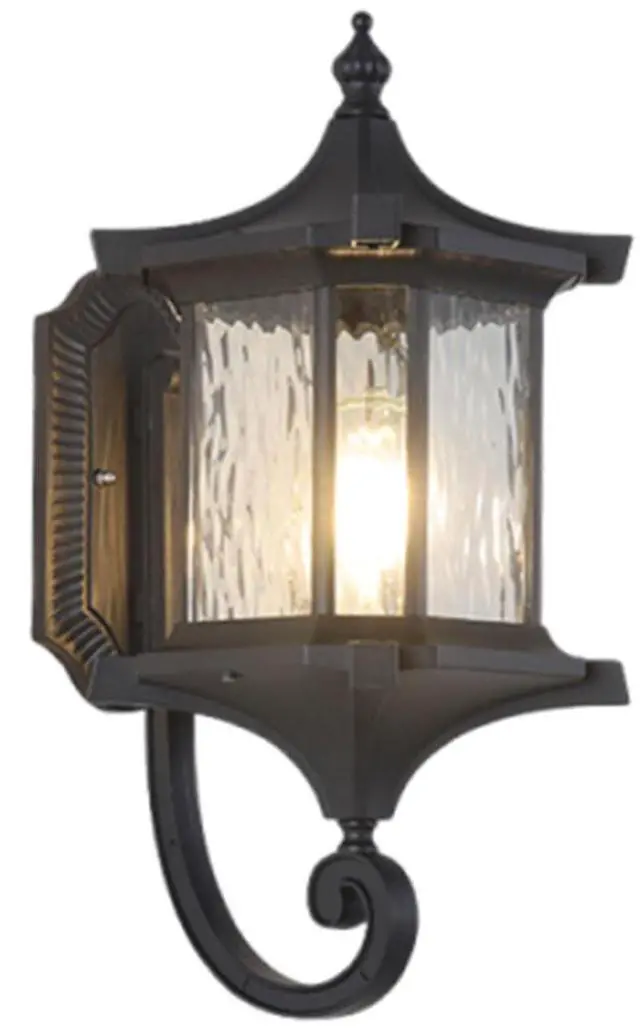 Main image of European Vintage Outdoor Wall Lantern Exterior IP55 Waterproof Porch Lights with Water Ripple Glass Anti-Rust Aluminum Outdoor Light Fixtures for Patio Doorway