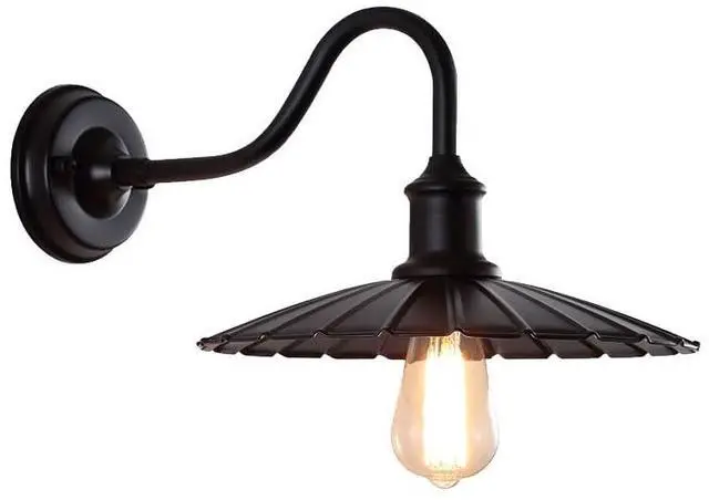 Main image of 11.8 Inch Outdoor Wall Lights Iron Black Gooseneck Barn Light Anti-Rust Waterproof Porch Wall Light Vintage Farmhouse Wall Sconce Exterior Wall Lamp for Garage Patio Doorway