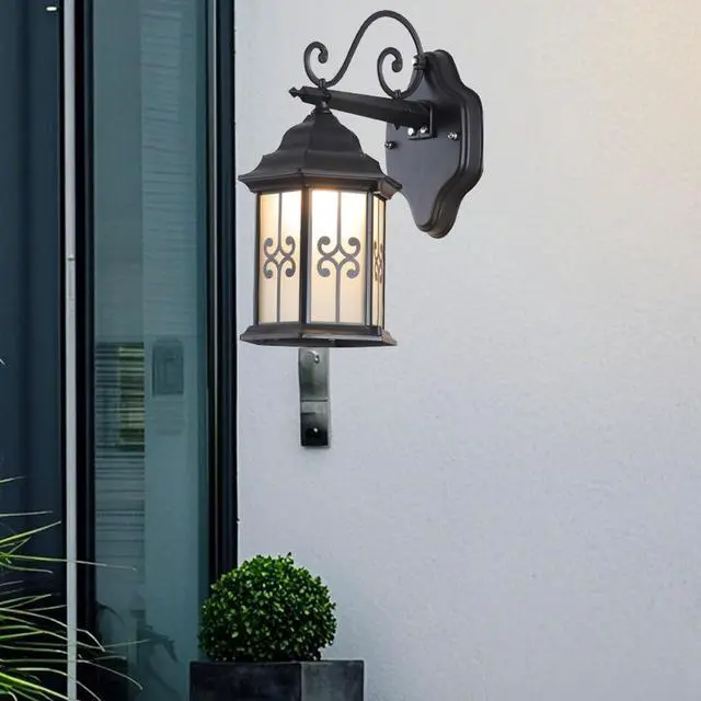 Alt view image 6 of 7 - Outdoor Wall Light Fixtures Aluminum Vintage Exterior Wall Sconces IP65 Waterproof Anti-Rust Porch Lights with Soft Light Glass E26 Base for Patio Backyard Garage Doorway Front Door