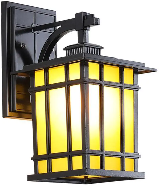 Main image of 12" Outdoor Wall Lantern Waterproof Anti-Rust Aluminum Porch Lights with Soft Light Glass Shade Vintage E26 Exterior Wall Light for Porch House Garage