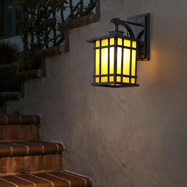 Alt view image 4 of 7 - 12" Outdoor Wall Lantern Waterproof Anti-Rust Aluminum Porch Lights with Soft Light Glass Shade Vintage E26 Exterior Wall Light for Porch House Garage