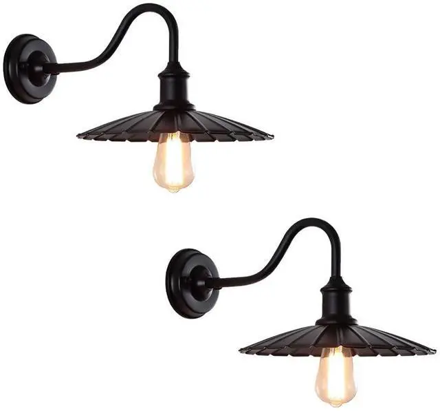 Main image of 11.8 Inch Outdoor Wall Lights Iron Black Gooseneck Barn Light Anti-Rust Waterproof Porch Wall Light Vintage Farmhouse Wall Sconce Exterior Wall Lamp for Garage Patio Doorway