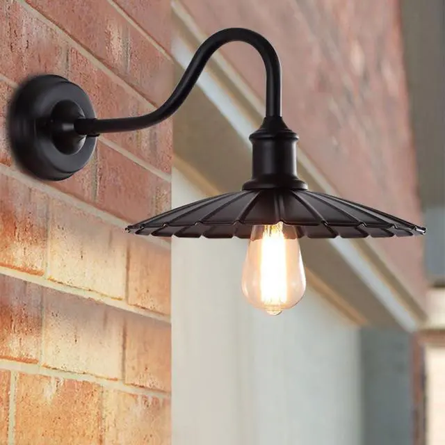 Alt view image 2 of 7 - 11.8 Inch Outdoor Wall Lights Iron Black Gooseneck Barn Light Anti-Rust Waterproof Porch Wall Light Vintage Farmhouse Wall Sconce Exterior Wall Lamp for Garage Patio Doorway