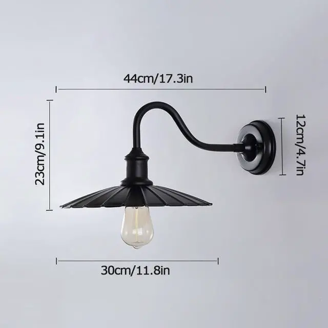 Alt view image 7 of 7 - 11.8 Inch Outdoor Wall Lights Iron Black Gooseneck Barn Light Anti-Rust Waterproof Porch Wall Light Vintage Farmhouse Wall Sconce Exterior Wall Lamp for Garage Patio Doorway
