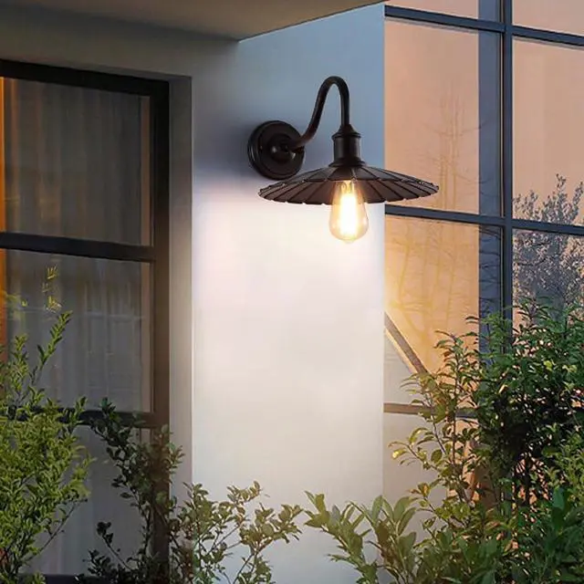 Alt view image 3 of 7 - 11.8 Inch Outdoor Wall Lights Iron Black Gooseneck Barn Light Anti-Rust Waterproof Porch Wall Light Vintage Farmhouse Wall Sconce Exterior Wall Lamp for Garage Patio Doorway