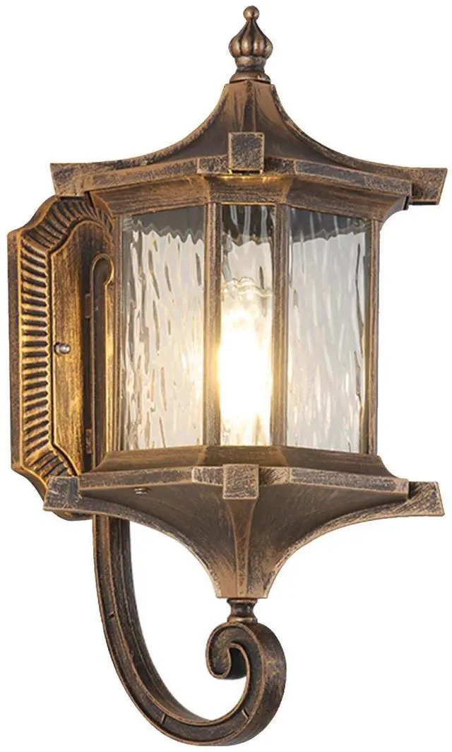 Main image of European Vintage Outdoor Wall Lantern Exterior IP55 Waterproof Porch Lights with Water Ripple Glass Anti-Rust Aluminum Outdoor Light Fixtures for Patio Doorway