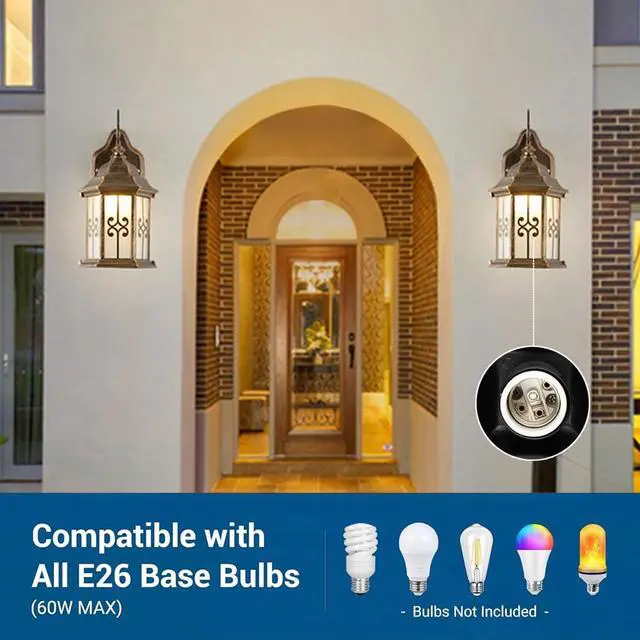 Alt view image 5 of 7 - Outdoor Wall Light Fixtures Aluminum Vintage Exterior Wall Sconces IP65 Waterproof Anti-Rust Porch Lights with Soft Light Glass E26 Base for Patio Backyard Garage Doorway Front Door