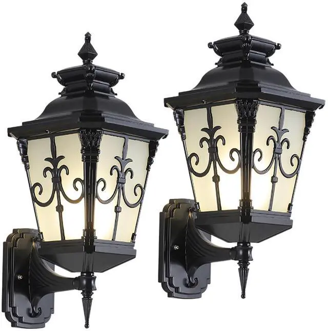 Main image of Outdoor Wall Lights, Exterior Waterproof Lantern Porch Sconces Wall Mounted Lighting with E26 Sockets & Glass Shades Black Outside Sconces for House Garage Doorway