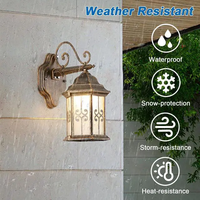 Alt view image 3 of 7 - Outdoor Wall Light Fixtures Aluminum Vintage Exterior Wall Sconces IP65 Waterproof Anti-Rust Porch Lights with Soft Light Glass E26 Base for Patio Backyard Garage Doorway Front Door