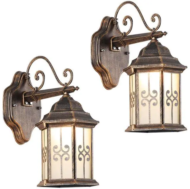 Main image of Outdoor Wall Light Fixtures Aluminum Vintage Exterior Wall Sconces IP65 Waterproof Anti-Rust Porch Lights with Soft Light Glass E26 Base for Patio Backyard Garage Doorway Front Door