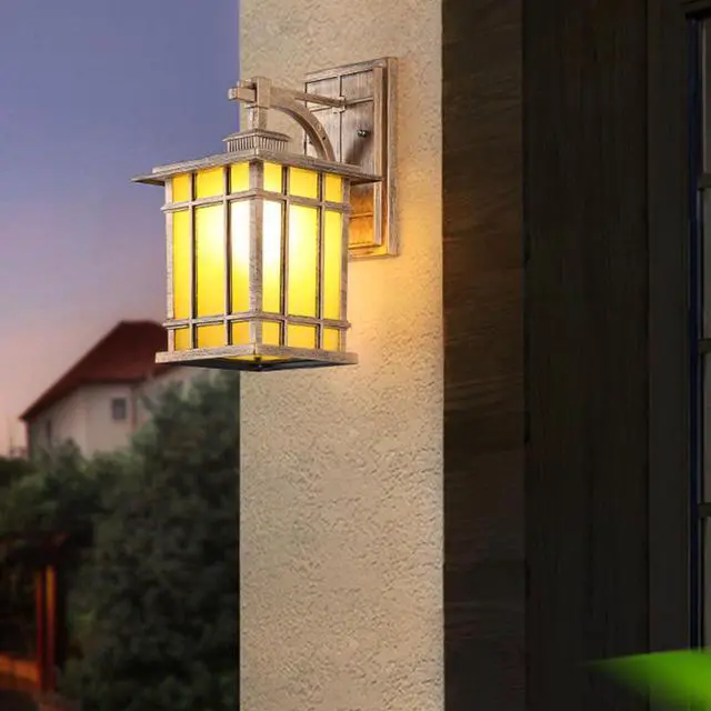 Alt view image 4 of 7 - 12" Outdoor Wall Lantern Waterproof Anti-Rust Aluminum Porch Lights with Soft Light Glass Shade Vintage E26 Exterior Wall Light for Porch House Garage