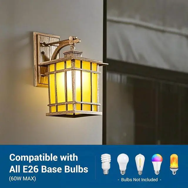 Alt view image 5 of 7 - 12" Outdoor Wall Lantern Waterproof Anti-Rust Aluminum Porch Lights with Soft Light Glass Shade Vintage E26 Exterior Wall Light for Porch House Garage