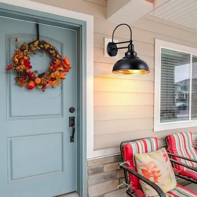 Alt view image 5 of 7 - Vintage Black Gooseneck Barn Light with Sensor IP54 Waterproof Outdoor Wall Lights Farmhouse Wall Mount Porch Lights Retro Exterior Wall Sconce Fixture for Garage Patio Doorway