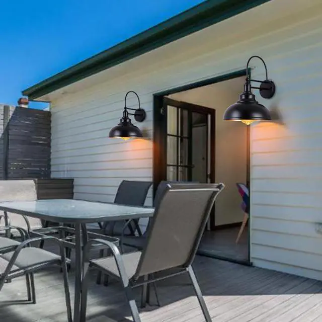 Alt view image 3 of 7 - Vintage Black Gooseneck Barn Light with Sensor IP54 Waterproof Outdoor Wall Lights Farmhouse Wall Mount Porch Lights Retro Exterior Wall Sconce Fixture for Garage Patio Doorway