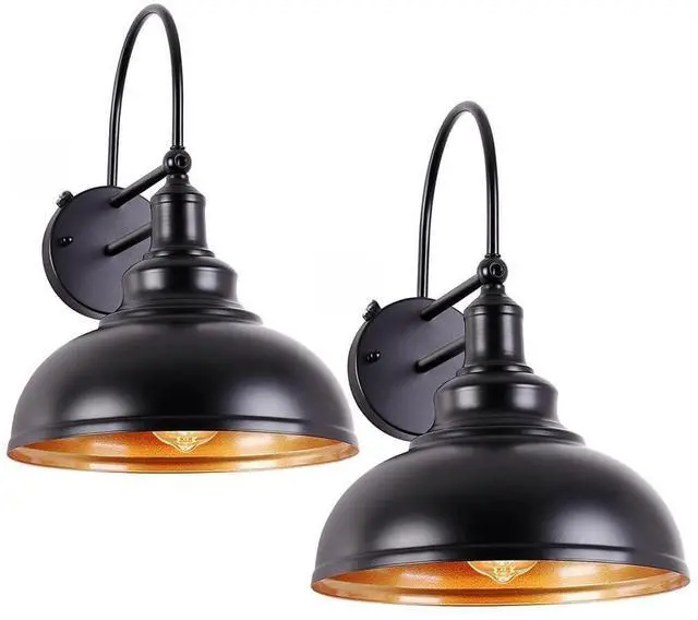 Main image of Vintage Black Gooseneck Barn Light with Sensor IP54 Waterproof Outdoor Wall Lights Farmhouse Wall Mount Porch Lights Retro Exterior Wall Sconce Fixture for Garage Patio Doorway