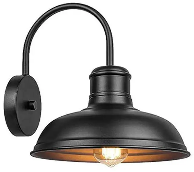 Main image of IP54 Waterproof Outdoor Wall Lights Gooseneck Wall Mount Porch Lights Outdoor 10.2 Inch Black Farmhouse Exterior Wall Sconce E26/E27 Base Lighting Fixture for Garage Patio Doorway