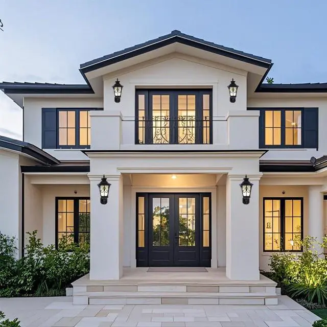 Alt view image 7 of 7 - Outdoor Wall Lights, Exterior Waterproof Lantern Porch Sconces Wall Mounted Lighting with E26 Sockets & Glass Shades Black Outside Sconces for House Garage Doorway