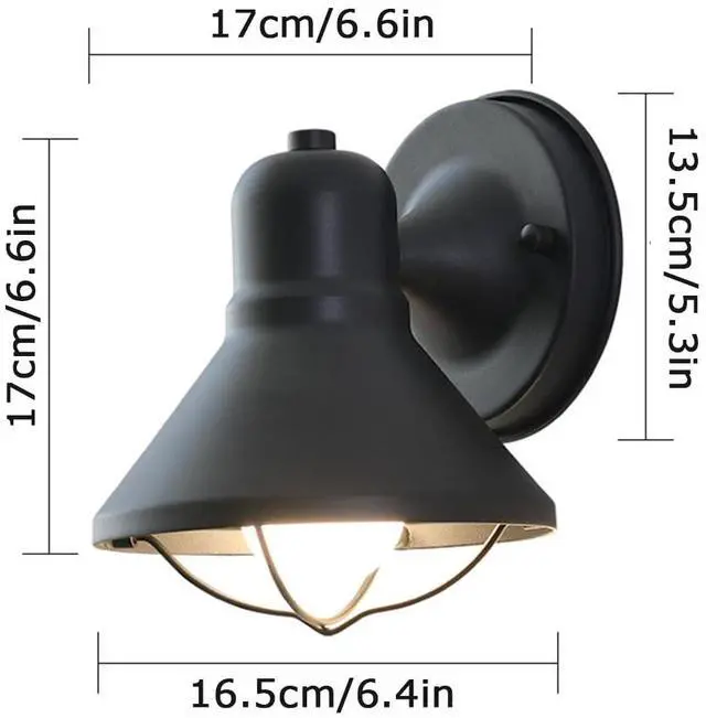 Alt view image 7 of 7 - Waterproof Outdoor Wall Sconce Vintage Wall Mount Exterior Wall Lights Farmhouse Retro Porch Wall Light Black Iron Outdoor Lighting Luminaire Simple Doorway Garage Small Wall Lamp