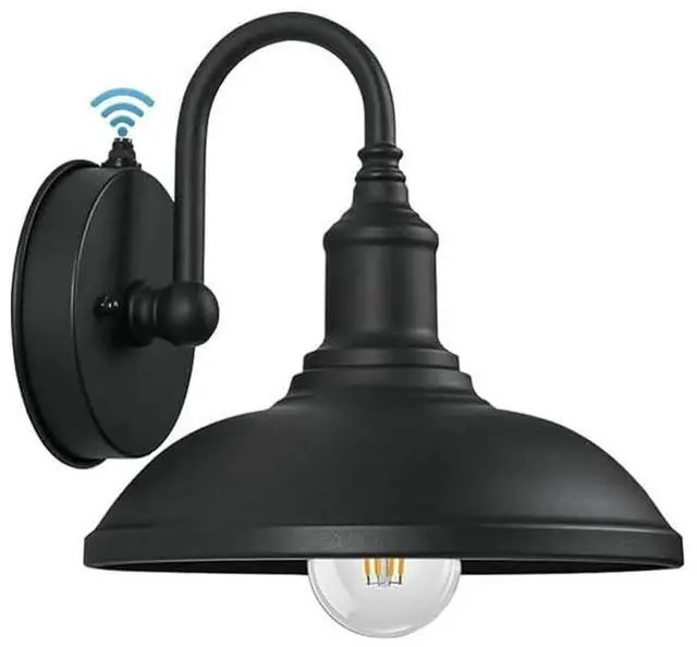 Main image of with Sensor Outdoor Wall Lights, Gooseneck Vintage Industrial Outdoor Wall Lights Black Anti-Rust Outside Wall Sconce for Farmhouse, Barn, Warehouse, Loft (excl.E27 Bulb)