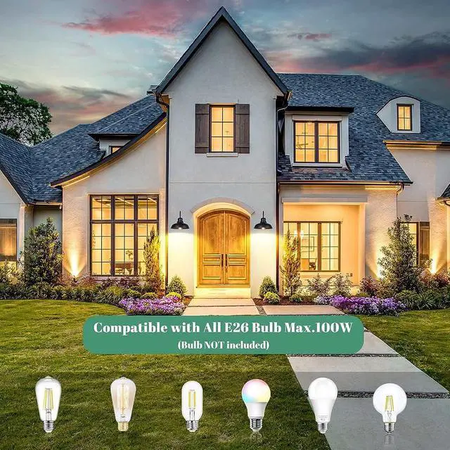 Alt view image 5 of 7 - IP54 Waterproof Outdoor Wall Lights Gooseneck Wall Mount Porch Lights Outdoor 10.2 Inch Black Farmhouse Exterior Wall Sconce E26/E27 Base Lighting Fixture for Garage Patio Doorway