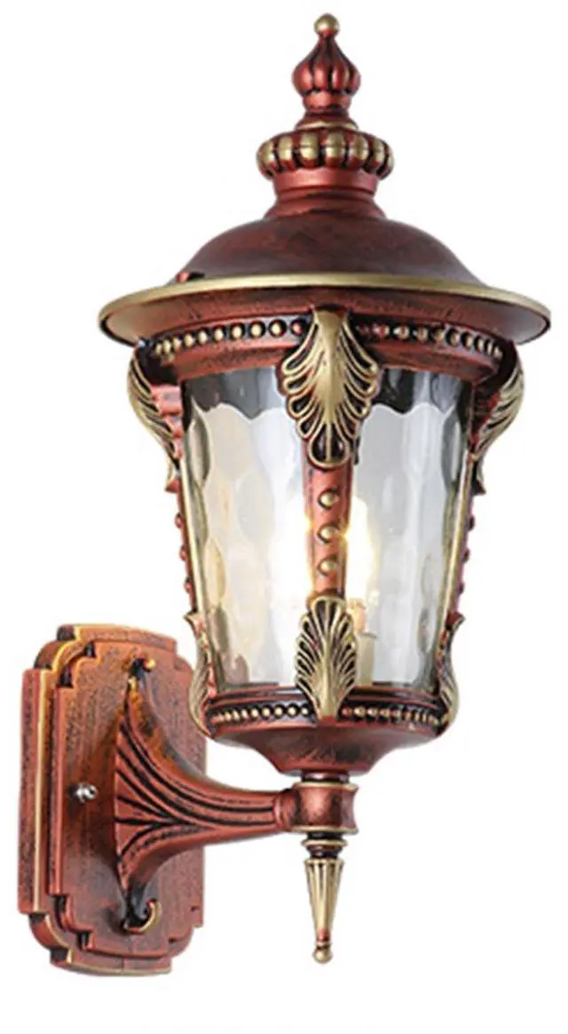 Main image of Exterior Wall Lanterns IP55 Waterproof Outdoor Wall Light Fixtures Aluminum 15 inch Porch Lights with Hammered Glass Shade for Patio Hallway Doorway Garden